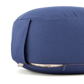Bodhi Rondo Eco Series Meditation Cushion with Kapok Filling Removable Cover Made of 100% Organic Cotton Height 20 cm Seat Cushion with Practical Carry Strap Dark Blue