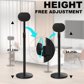 SSCEHCNY Speaker Stand for Sonos ERA 300, Height Adjustable up to 47.3", 2PCS Wireless Studio Monitors Speakers Stands for Sonos Era 300(Pair) Black