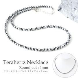 [GOLD STONE] テラヘルツ鉱石 ネックレス 本物 ラウンド 4mm パワーストーン 天然石 健康 軽い 美容 首回り約40cm＋5cm