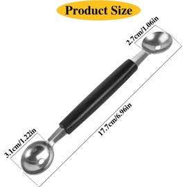 2Pcs Melon Baller Scoop, Stainless Steel Double Ended Headed Fruit Ice Cream Ball Spoon, DIY Fruit Platter Ball Tool Scooper for Watermelon/Ice Cream/Fruits/Sorbet/Meatball, Fruit and Vegetable Tools