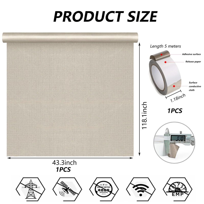 43.3" x 118.1" Faraday Fabric Military Grade Signal Blocking Cloth