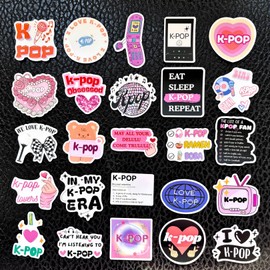 TriluckyDeco 50pcs Funny Kpop Stickers Pack for Fans–Cute Aesthetic Girly Korean Music K-pop Lover Merch,Photocards Deco Fan Gifts Concert Birthday Party Favors Stocking Stuffers Water Bottle 2 Inch