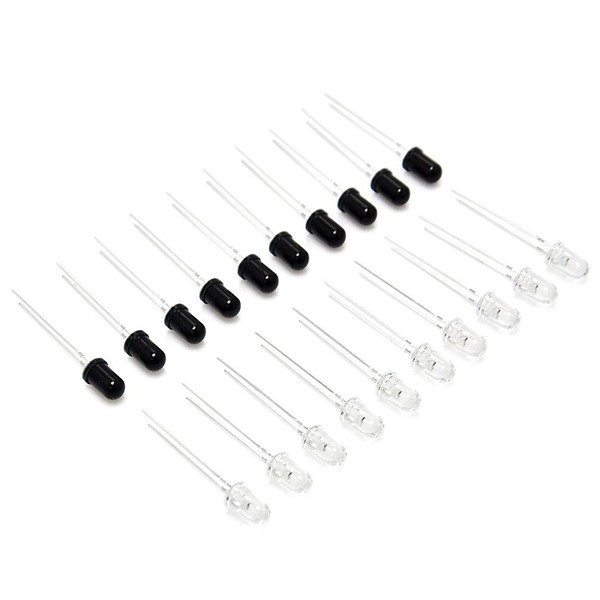 HiLetgo 5mm 940nm LEDs Infrared Emitter and IR Receiver Diode 5MM Infrared Emission+Receiver Tube (Pack of 10Pairs)