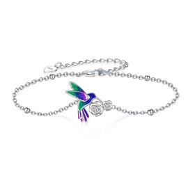 qielizhu Hummingbird Bracelet 925 Sterling Silver Hummingbird Gifts for Women Humming bird Gift Ideas for Mom Wife