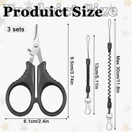 3PCS Fishing Pliers Fishing Scissors Fishing Tackle Fishing Gear for Men Beyond Fishing Scissors Fishing Line Cutter Black, Color, Silver, Three Colors