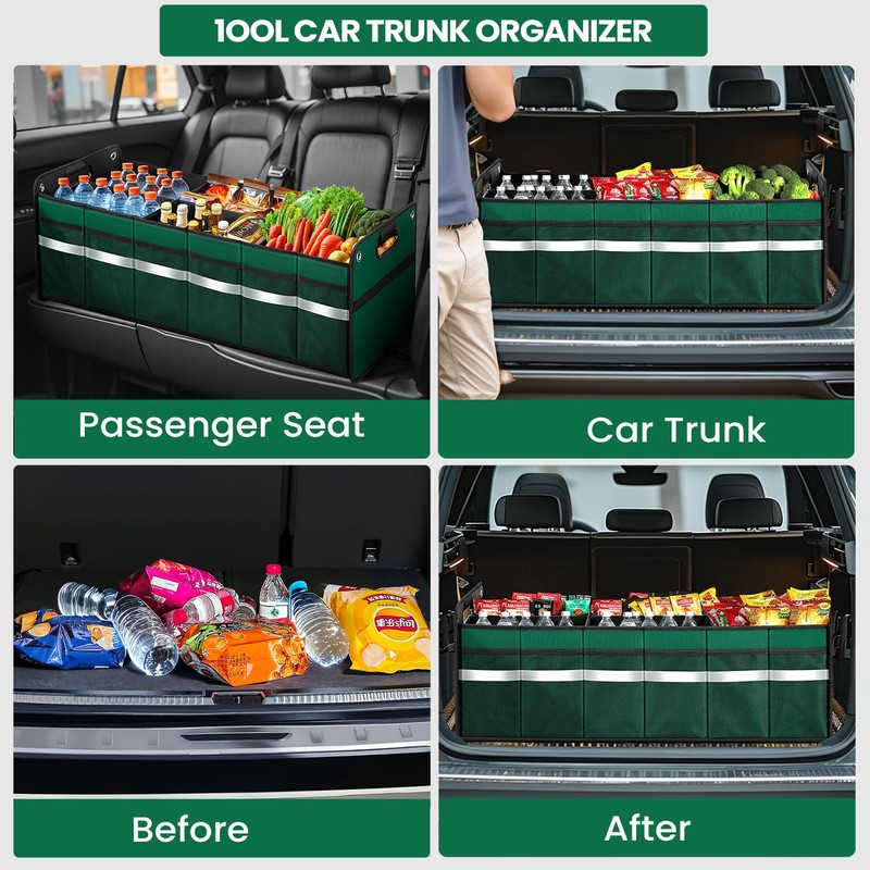 WINHUNT Car Trunk Organizer, Car Storage Organizer, Collapsible Multi Compartment