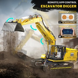 Mould King 13112 Upgraded RC Excavator Building Sets, 2169+ Pieces Building Model Kits, App Remote Control Construction Truck Excavator Science Kits with Motor, STEM Engineering Toys for Boys Teens