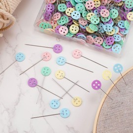 Flat Button Head Pin, 200pcs Sewing Pins for Fabric, Flat Head Straight Pins for Sewing DIY Projects Dressmaker Jewelry Decoration
