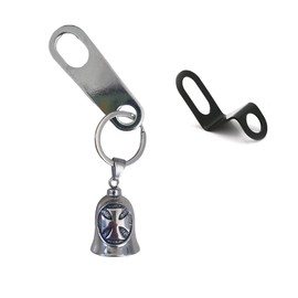 Manoprana Motorcycle Bell Guardian Bell Hanger Gift or Key Ring Silver Stainless Steel (A) 3, Silver