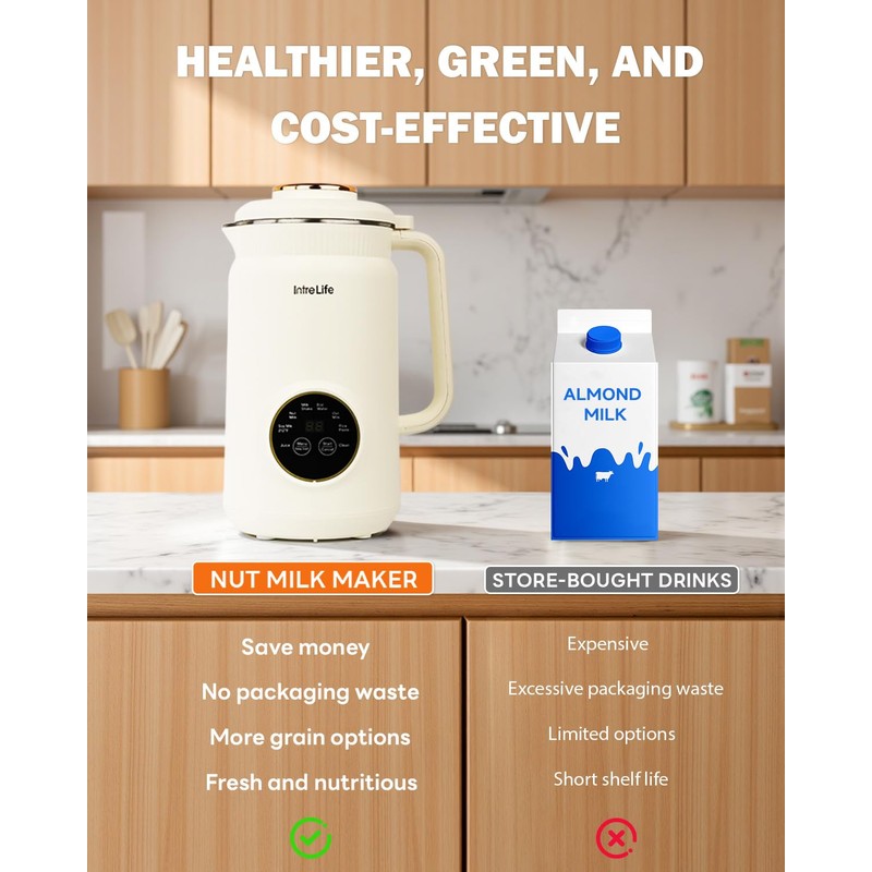 IntreLife 34 oz Nut Milk Maker Machine, 8 in 1
