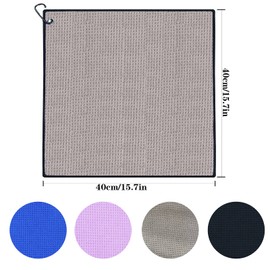 FINGER TEN 3 Pack Golf Towels Microfiber Waffle Pattern Tri-Fold 16“x16”with Heavy Duty Carabiner Clip, Golf Cleaning Towel Superior Water Absorption and Quick Dry for Men Women (Grey)