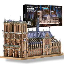 Piececool 3D Puzzle Metal Architecture Notre Dame de Paris, 3D Metal Puzzle for 340 Stainless Steel, 1:1 Restore, Gothic Style, Birthday Gift, Model Kit Adults, 382 Pieces