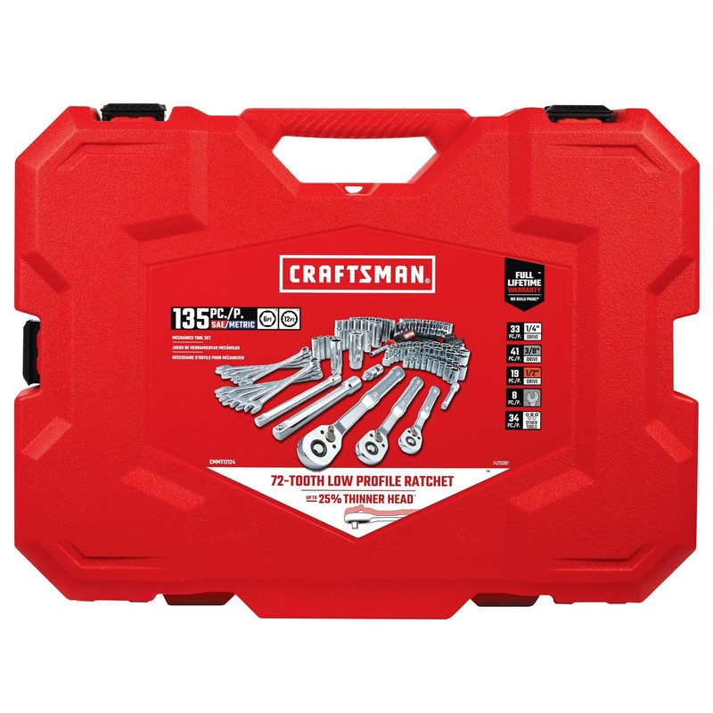 CRAFTSMAN Mechanics Tool Set, 1/4, 1/2 and 3/8 Inch Drive,