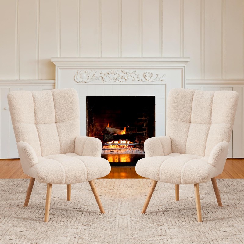 Joysoul Modern Accent Chair, High Back Arm Chair with Wood