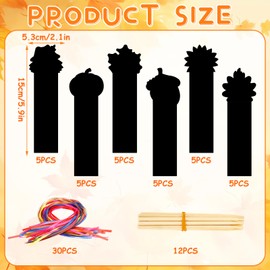 JUNEBRUSHS 30Pcs Fall Scratch Bookmarks, Rainbow Magic Scratch Paper Art Hello Fall Autumn Leaves Pumpkin Turkey DIY Crafts Kit for School Classroom Activity Thanksgiving Party Favor