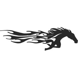 hBARSCI Horse with Flames Vinyl Decal - 11 Inches - for Walls, Windows, Doors, Vehicles - Outdoor-Grade 2.5mil Thick Vinyl - Matte Black