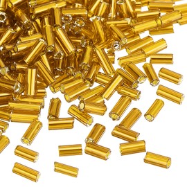 sourcing map 1300Pcs 4x1.7mm Glass Bugle Beads Gold