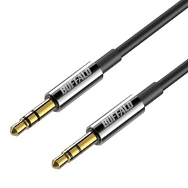 Buffalo BSSTM15BK/N AUX 3.5mm Noise Shield 24K Gold Plated Car Stereo Home Stereo Aluminum Molded 1.5m Audio Cable