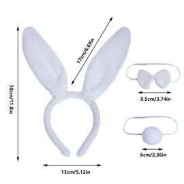 baotongle Rabbit Ears Headband Rabbit Ears Headband Rabbit Tie Bunny Plush Headband for Easter Carnival Party Costume Decoration White