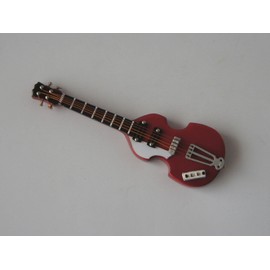 Hofner Red Bass Guitar Miniature 1/12th Scale Musical Instrument In Black Vinyl Case With Metal Clasp