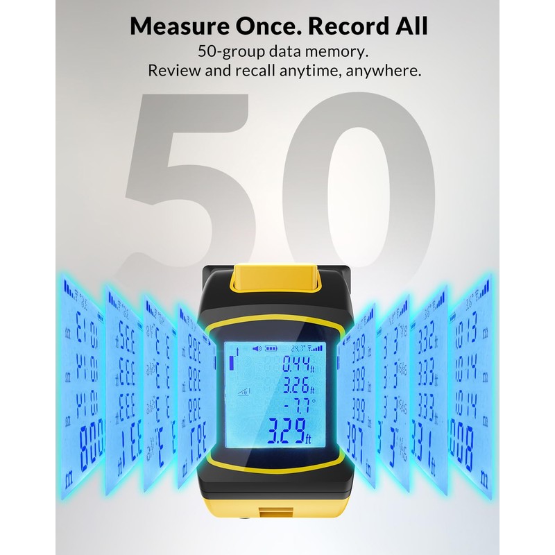 TEPU Laser Tape Measure 4-in-1, 197FT Laser Distance Meter with