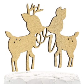 NANASUKO Gender Reveal Cake Topper - Buck or Doe - Double Sided Gold Glitter - Premium Quality Made in USA