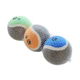 Ruff Play Tennis Ball Dog Toys, (3 Pack) - Dog Teething Toy, Durable Chew Balls, Non-Toxic, Aids Dogs Dental Health, Blue, Orange, Green