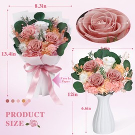 Waipfaru Preserved Flowers, Dusty Flowers Fresh Bouquet with Gift Box, Flowers for Delivery Prime, Mothers Day Flowers That Last 1-3 Years, Forever Flowers for Women Mother Day Anniversary Birthday