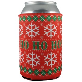Coolie Junction Ho Ho Ho Pattern Neoprene Collapsible Can Coolie, Ugly Sweater Christmas Party