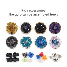 Gyros Spinning Tops, 8-Piece Starter Battle Spinner Set, 4D Fusion Children's Toy with Transmitter and Handle, E