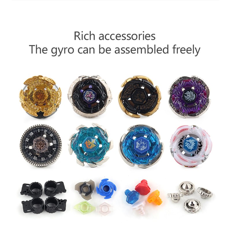 Gyros Spinning Tops, 8-Piece Starter Battle Spinner Set, 4D Fusion