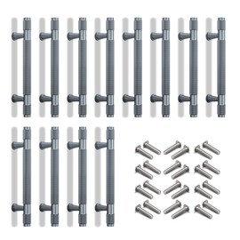 Bwintech Pack of 12 150 mm Grey Anodised Knurled Cabinet Handles, 96 mm Hole Centre Cabinet Knobs, Cupboard, Wardrobe, Drawer Handles