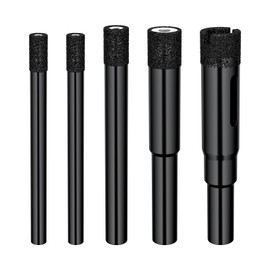 Diamond Drill Bit Set, 6mm to 12mm, 5-Piece Professional Grade, Black