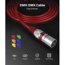 GearIT DMX to DMX Stage Lighting Cable (50 Feet, 6-Pack) DMX Male to Female (XLR Compatible) 3-Pin Balanced Shielded for DJ LED Moving Head Par Light, Mic Mixer, Recording Studio, Podcast - 50ft