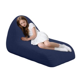 COMAX Bean Bag Chairs for Adults and Kids, Kid Beanbag Chair Corduroy Filler Included for Teens, Washable Toddler Lazy Lounge Bean Sofa for Living Room Bedroom, Dark Blue