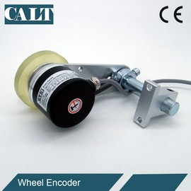CALT GHW38 200mm Roller Rubber Wheel Length Position Meter Measuring Pulse Rotary Encoder 200PPR Push-Pull Output Steel Mounting Spring Bracket for Lift Rail)
