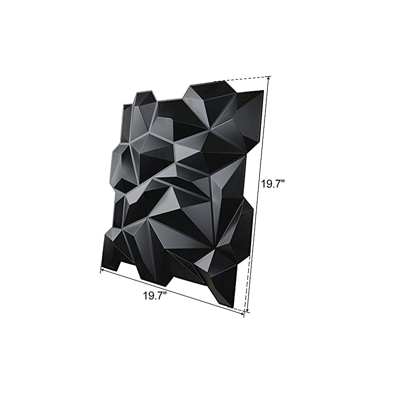 Art3d PVC 3D Diamond Wall Panel Jagged Matching-Matt Black, for
