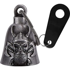 Motorcycle Bell for Biker Good Luck Riding Bells Guardian Bells with Hanger Motorcycle Accessory or Keychain for Luck (Vikings)