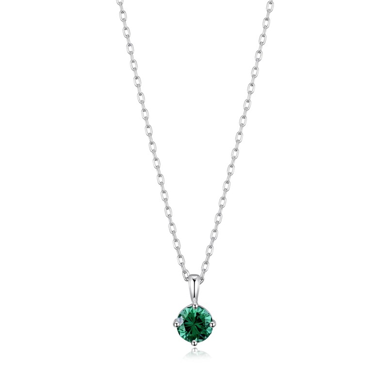 Philip Jones Sterling Silver May (Emerald) Birthstone Necklace Created with