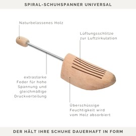 BY BNS Comfort Concept Shoe Stretcher Real Wood with Metal Spiral Spring Wooden Shoe Shaper Shoe Stretcher Breathable for Men and Women, wood-coloured