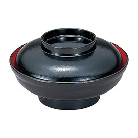 Fukui Craft 32000060 6.5 inch (6.5 cm) Large Shallow Bowl with Black Brush Meuchi Tenkuro