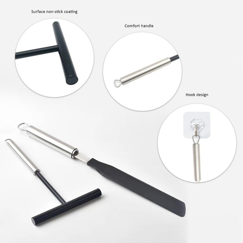 Set of 2 Stainless Steel Pancake Tools Dough Spreader Crepe