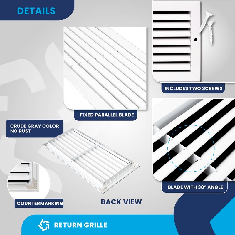 20x8 Inch (Duct Opening) Air Return Vent Cover Decorative –
