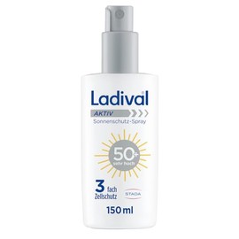 Ladival Aktiv Sonnenschutz Spray LSF 50+ - Sonnencreme für den Körper, ideal für Sport und Reisen, schweißresistent, wasserfest, mit 3-fach Zellschutz, 150ml