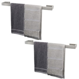 TocTen Bath Towel Rack - 2 Pack Square Base Thicken SUS304 Stainless Steel Towel Bar for Bathroom, Bathroom Bar Accessories Towel Rod Heavy Duty Wall Mounted Towel Holder(Brushed Nickel, 24 Inch)