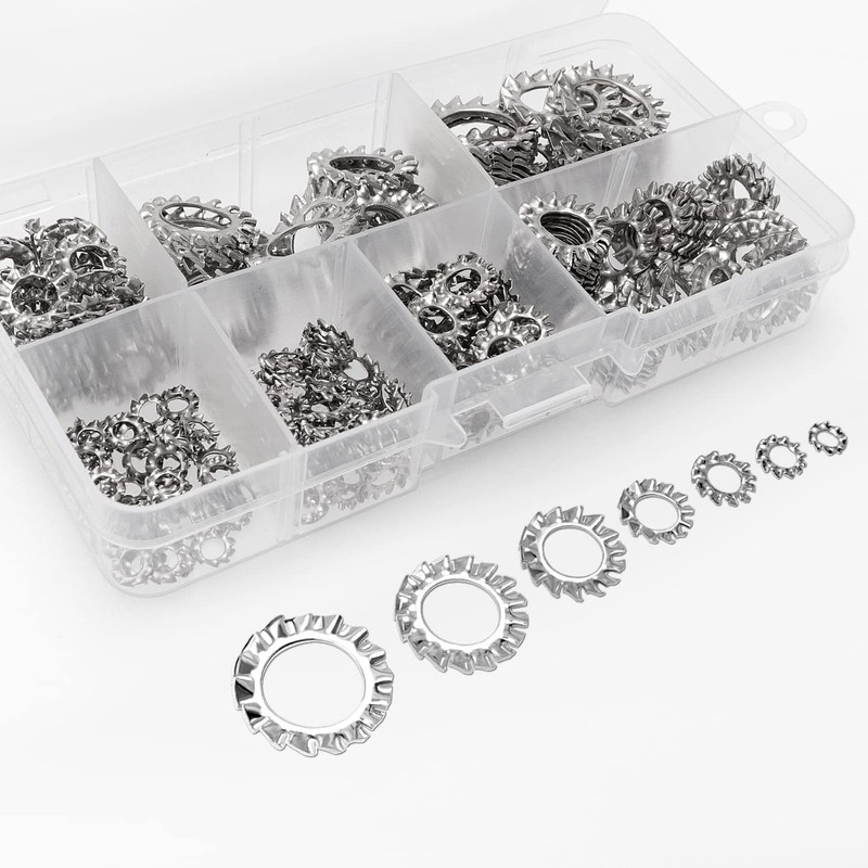 VooGenzek 270 Pieces External Teeth Star Lock Washers, Outer Tooth