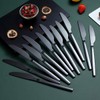 Berglander Black Dinner Knives Set Of 12, Titanium Shiny Black