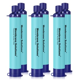 Membrane Solutions Personal Water Filter, Survival Filtration Straw Portable Gear, Emergency Preparedness, Supply for Drinking Hiking Camping Travel Hunting Fishing Team Family Outing (Orange, 6 Pack)