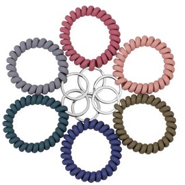 LGEGE 6PCS Stretchable Wristband Wristlet Keychain Wrist Key Chain Wristlet,Spring Flexible Spiral Wrist Coil ​Wrist Key Holder Key Ring for Sauna Gym Pool ID Badge and Outdoor Sports