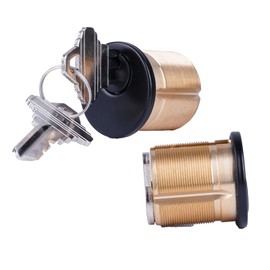 2 Pack Brass Mortise Door Cylinder Lock, 1 1/8" Inch Length Standard SC1 Keyway with 2 Keyed Alike Keys, Door Replacement Lock Cylinder Suitable for Home and Commercial Use.